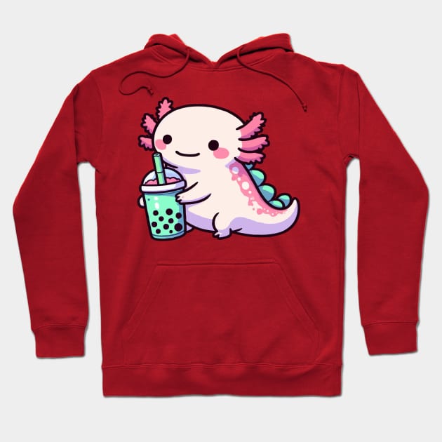 axolotl drink green tea boba Hoodie by fikriamrullah